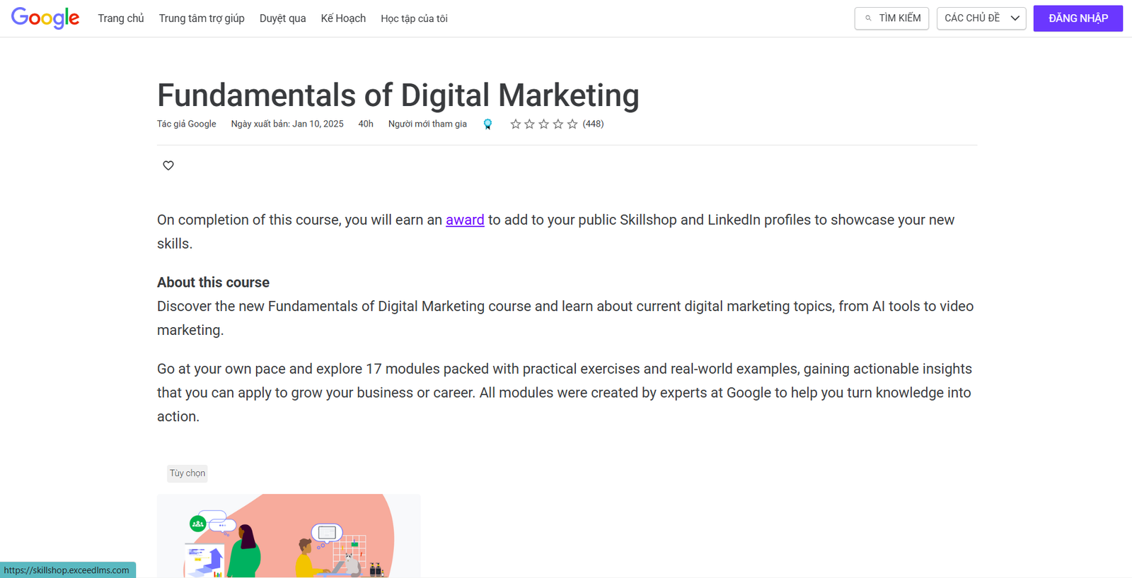 Top 6 chứng chỉ Marketing miễn phí được Google chứng nhận giúp tăng cơ hội xin việc 1 Google Digital Garage – Fundamentals of Digital Marketing
